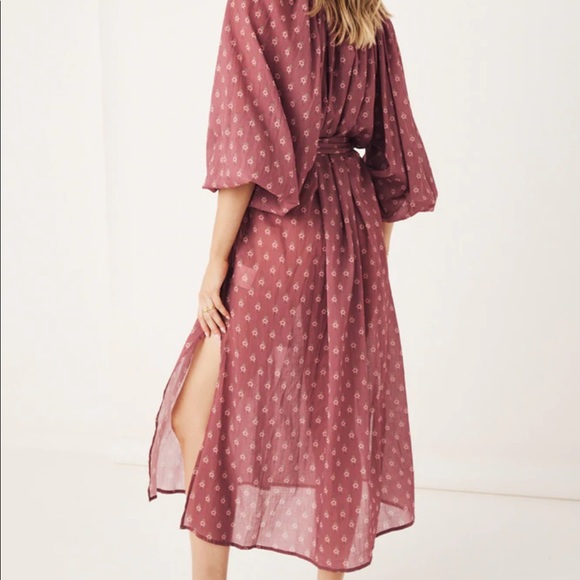 Spell Utopia Button Through Midi Dress in Berry - Picture 5 of 12